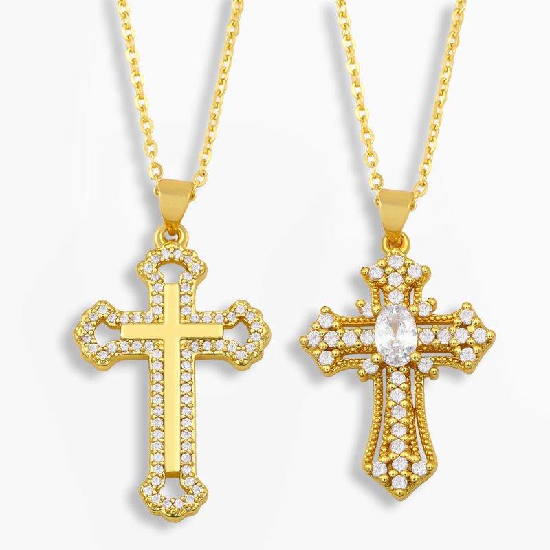 Retro Kreuz Einfache Diamant Kreuz Halskette