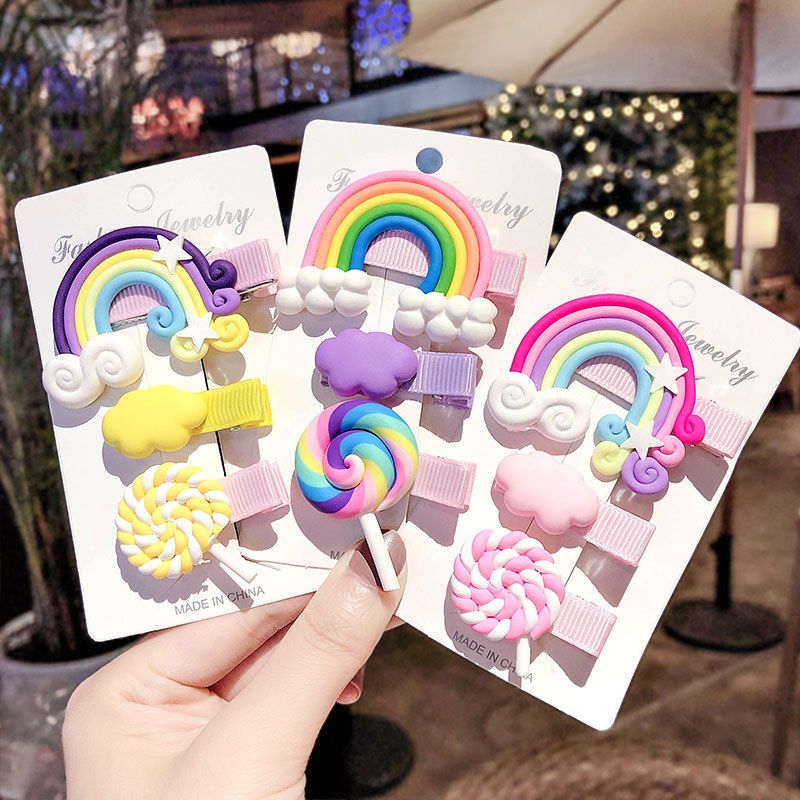 New Korean Cute Rainbow Hairpin Set
