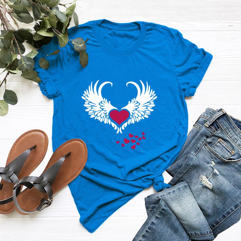 Fashion Wings Heart-shaped Cotton Short-sleeved T-shirt