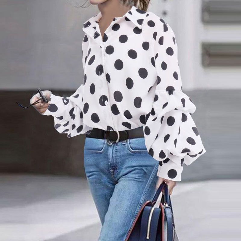 New Fashion Loose Polka-dot Long-sleeved Shirt