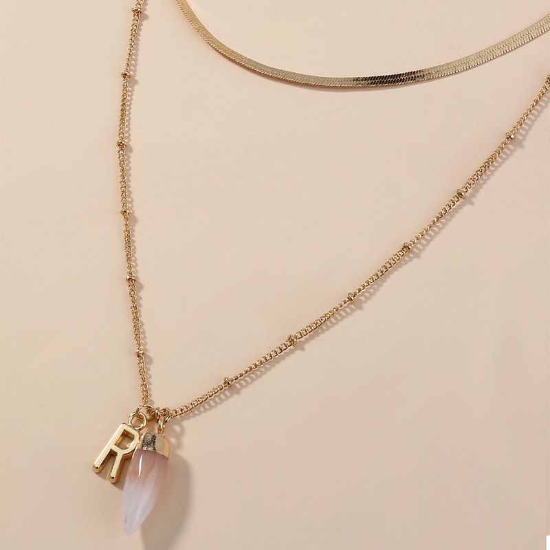 New Fashion Imitation Natural Stone Bullet Pendant Necklace