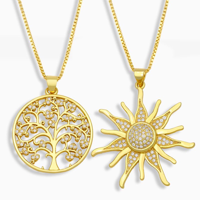 Mode Sonnenblume Mikro-eingelegte Zirkon Halskette
