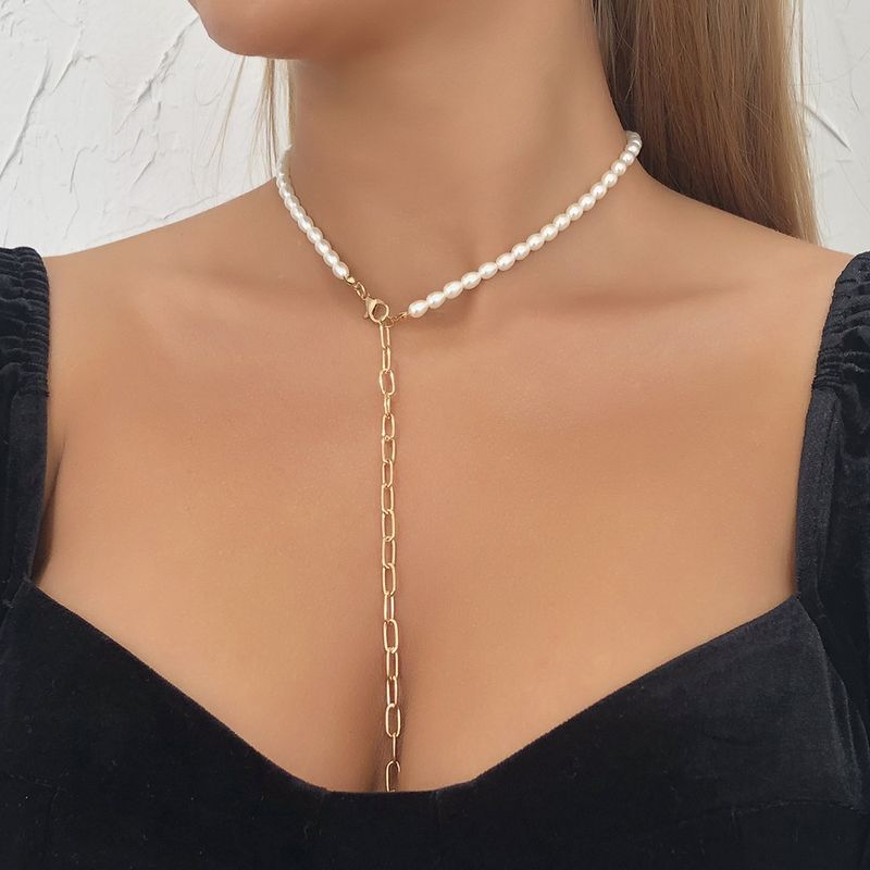 Fashion Imitation Pearl Long Necklace