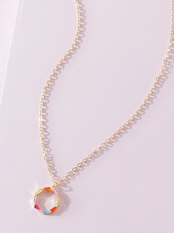 Collier Pendentif Zircon Coloré À La Mode