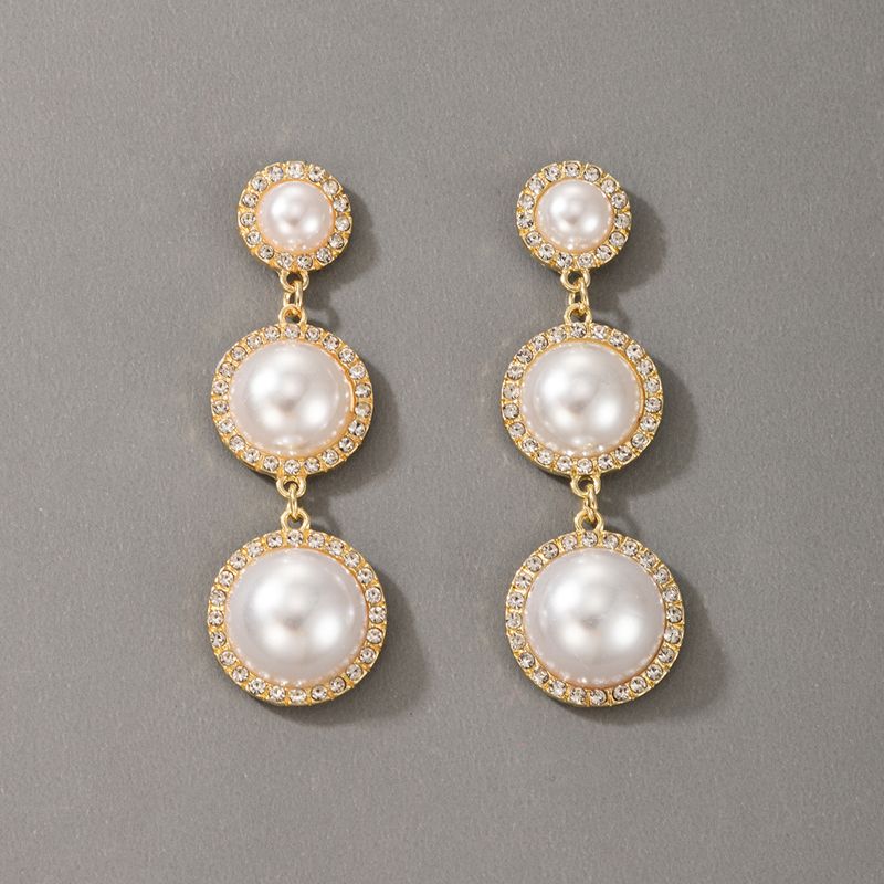 Nouvelles Boucles D&#39;oreilles En Diamant À Pampilles Et Perles Rétro