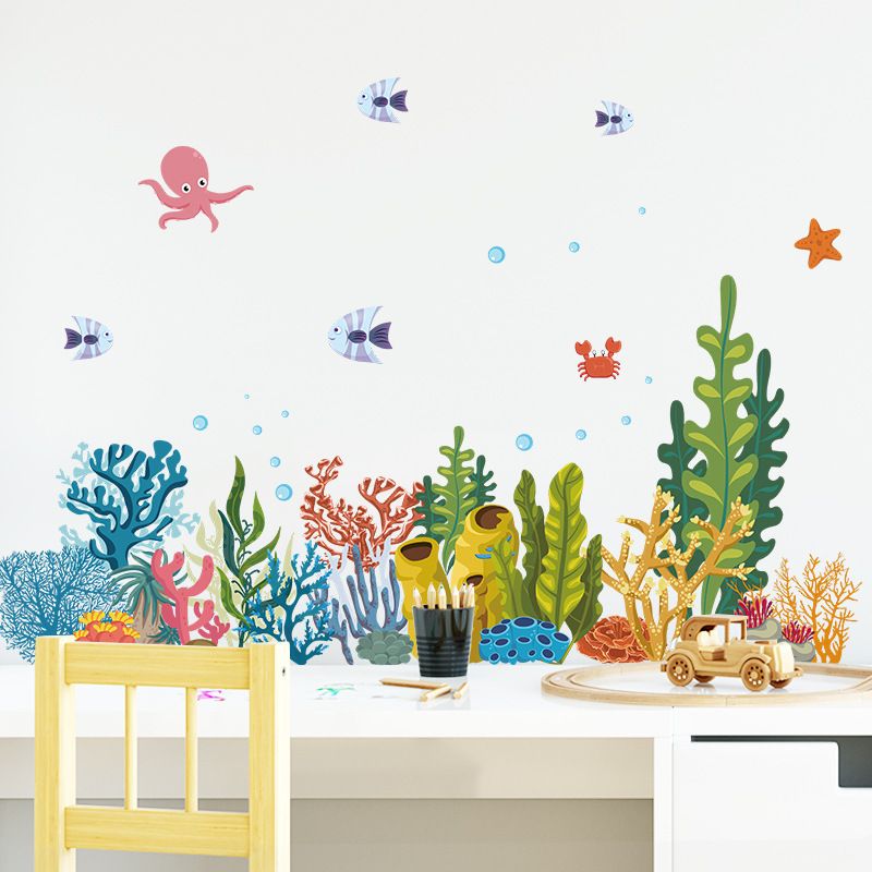 New Watercolor Submarine Coral Fish Wall Stickers