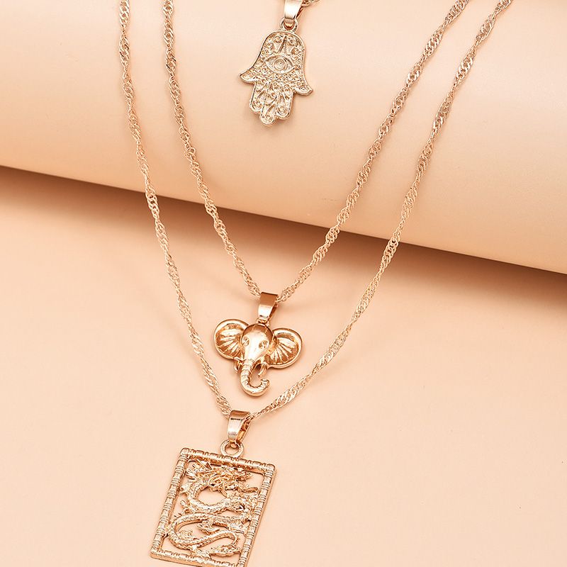 Fashion Chinese Style Pendant Dragon Multi-layer Necklace