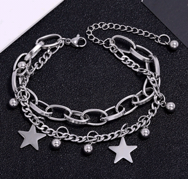 Bracelet Étoile Porte-bonheur Coréen Simple En Acier Inoxydable
