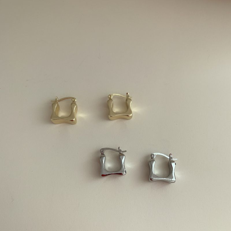 Korea Mini Simple Metal Square Small Earring