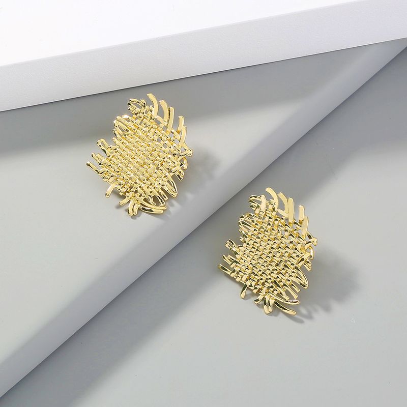 Gold Fashion Cross Braided Metal Earrings
