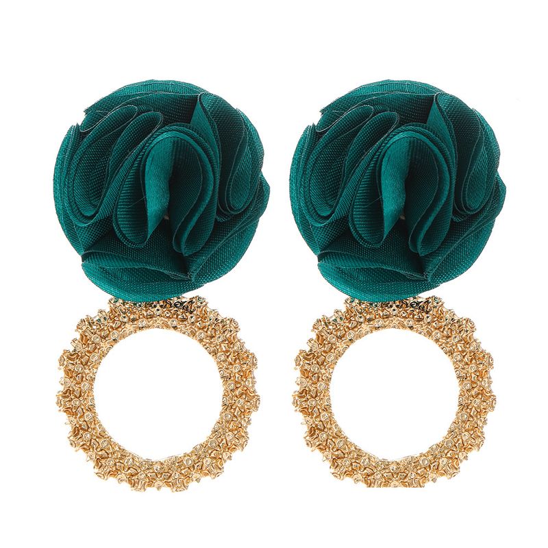 New Multilayer Chiffon Cloth Lace Flower Earrings