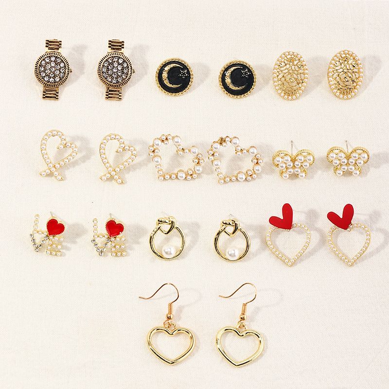 Fashion Heart-shape Pearl Letter Earrings