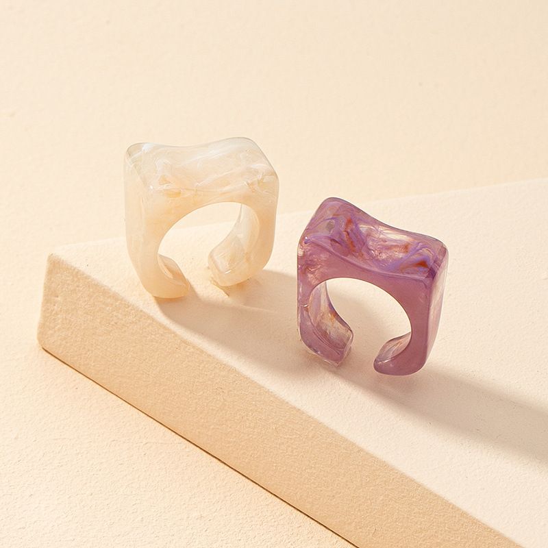 Mode Kontrast Farbe Harz Ring Set Großhandel