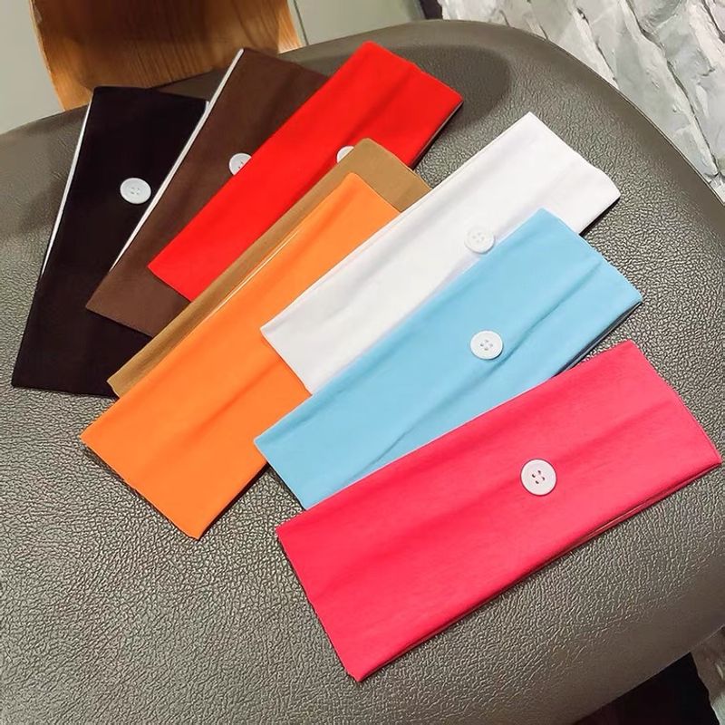 Fashion Simple Sports Solid Color Sweat-absorbent Button Headband