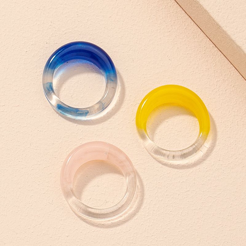 Korean Simple Color Acrylic Ring Set