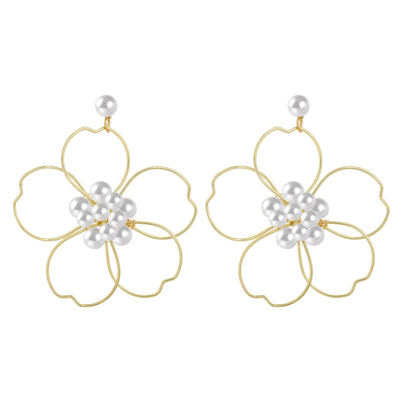 Korean Hand-woven Flower Pearl Earrings