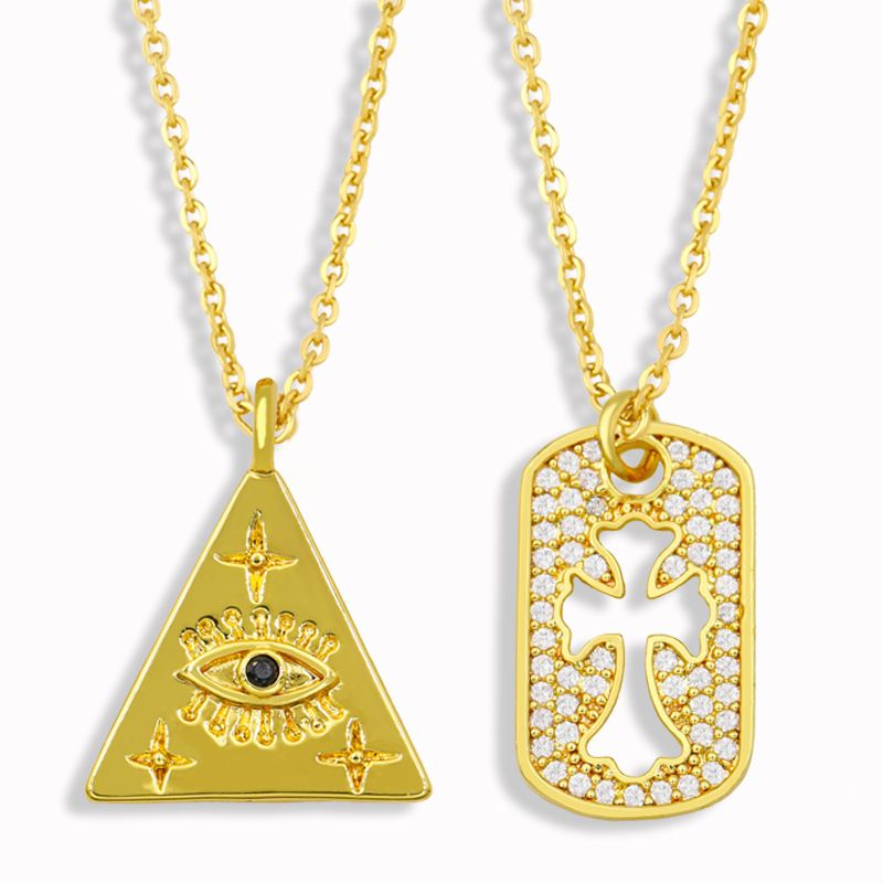 Retro Demon Eye Triangle Pendant Clavicle Chain