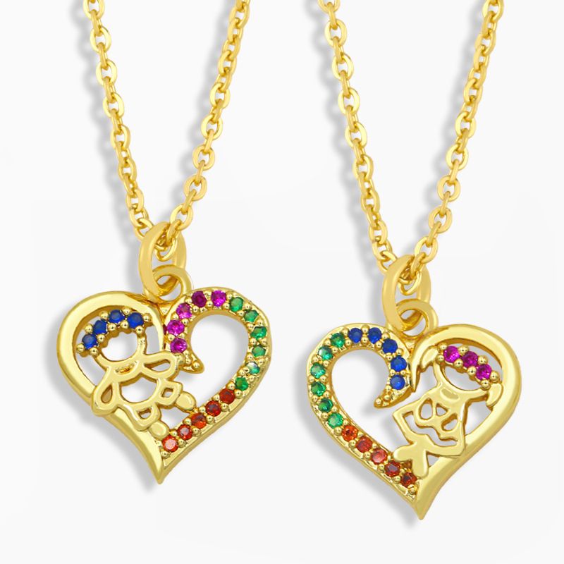 Colorful Zircon Heart-shaped Pendant Necklace