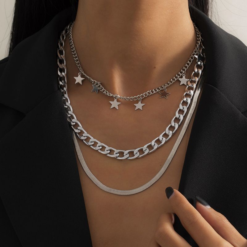 Hip Hop Snake-shaped Star Bone Chain Necklace