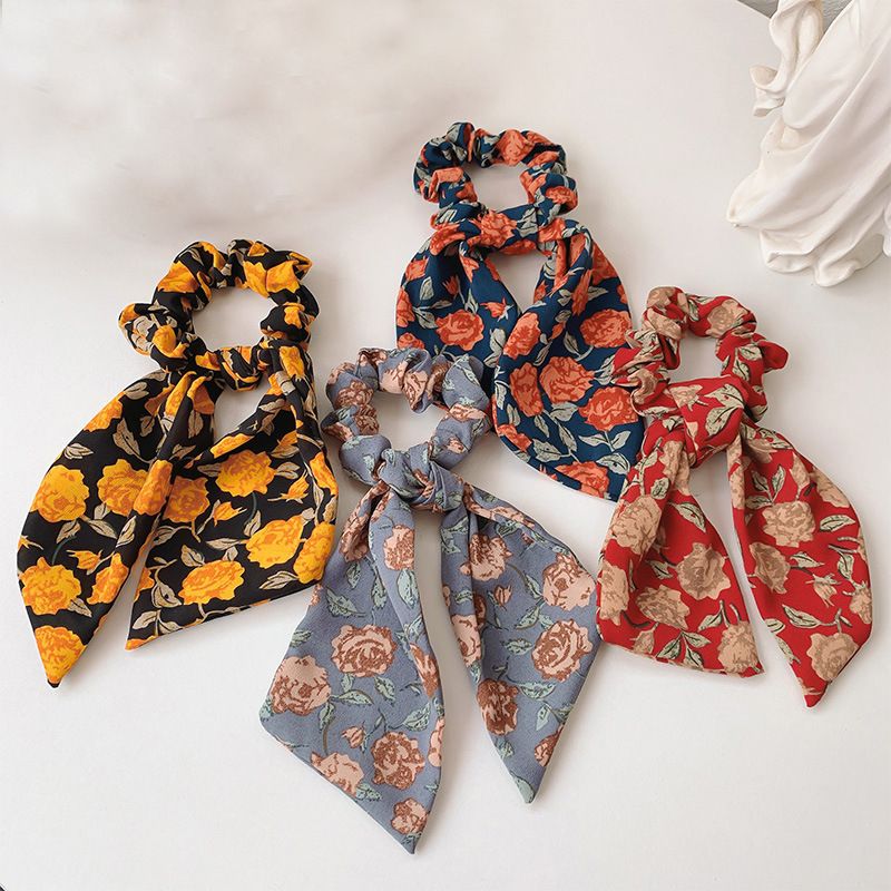 Korean Retro Floral Hair Scrunchies