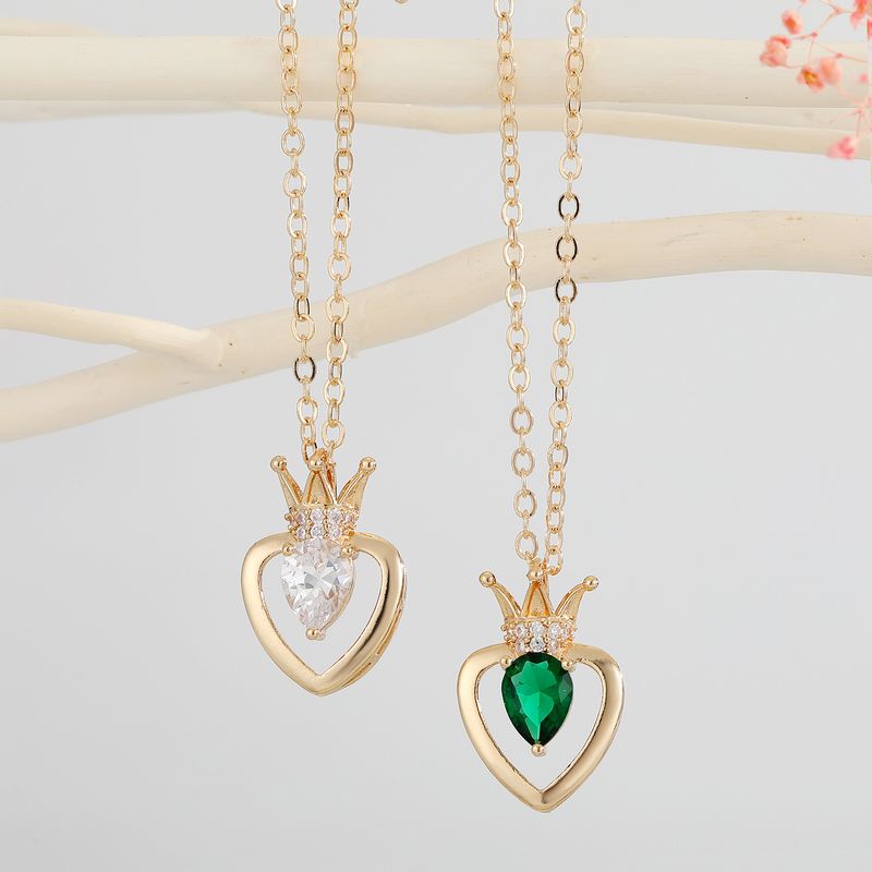 Simple Heart-shaped Crystal Necklace