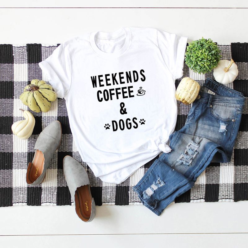 New Fashion Weekend Coffee Dog Casual T-shirt