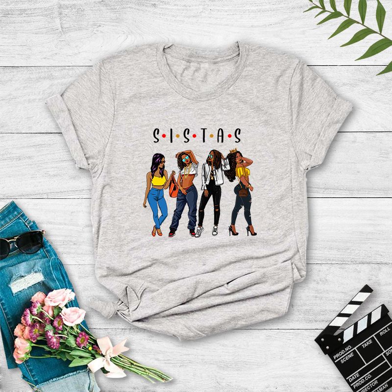 Camiseta Casual Con Estampado Inglés De Personajes De Estilo Simple