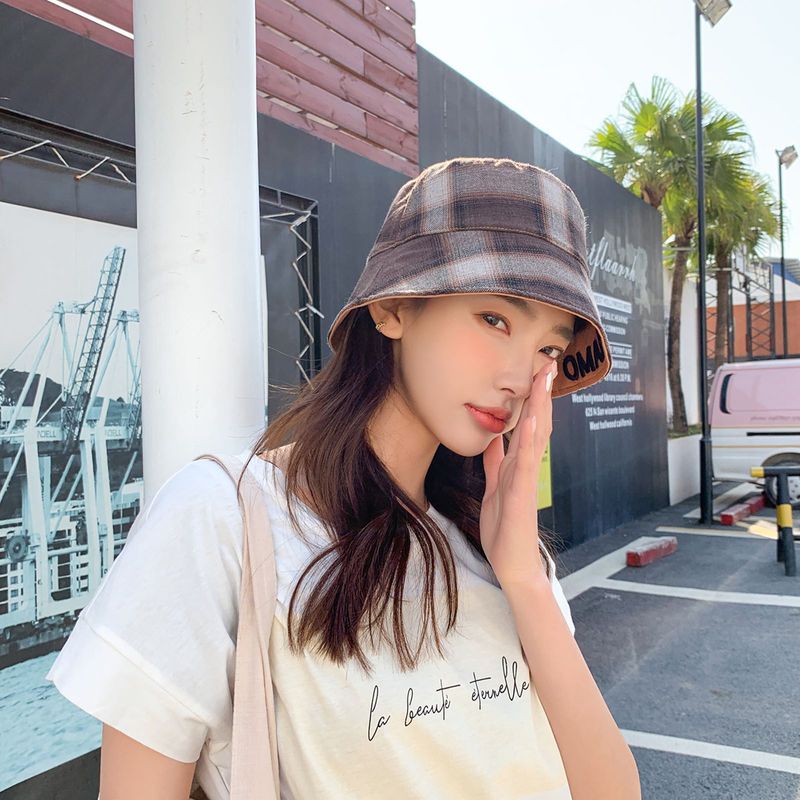 Korean Fashion Embroidered Letter Bucket Hat