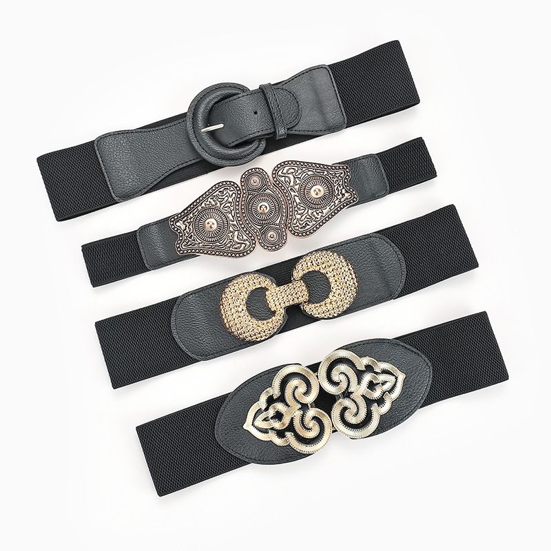 Fashion Retro Palace Carved Double Buckle Waist Belt