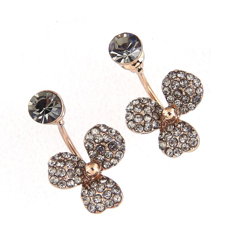 Korean Fashion Diamond Clover Stud Earrings