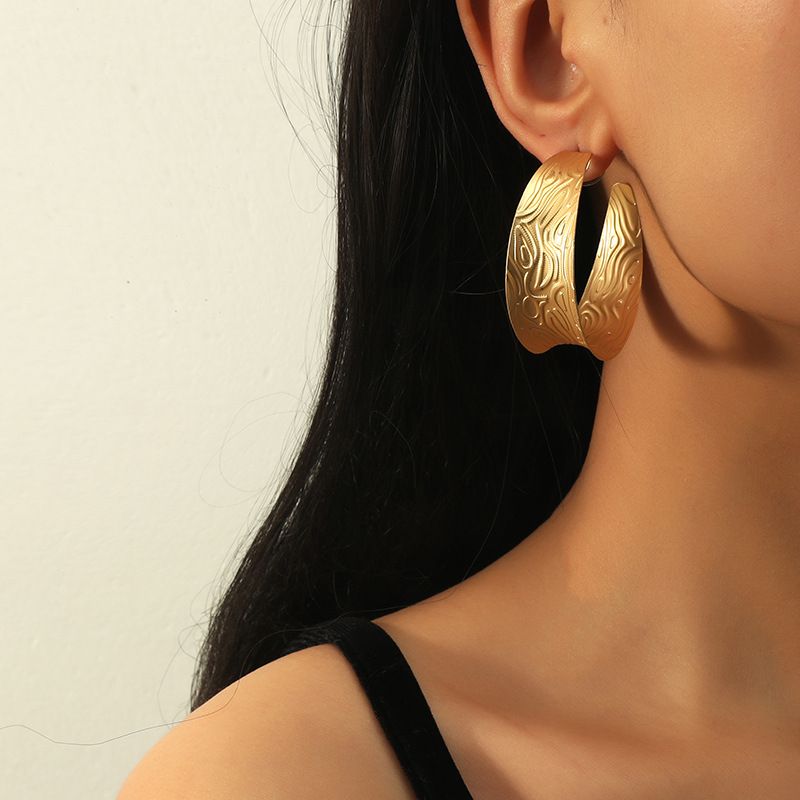 Fashion C Shape Plating Alloy Artificial Gemstones Earrings Ear Studs