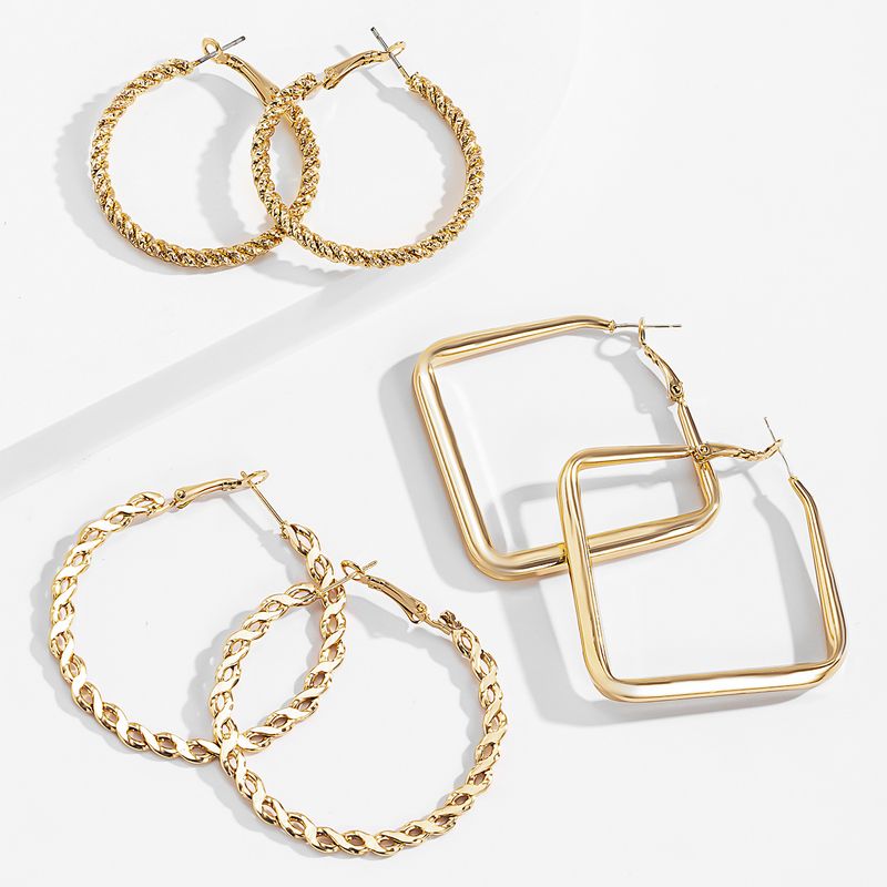 Simple Style Geometric Plating Iron No Inlaid Earrings