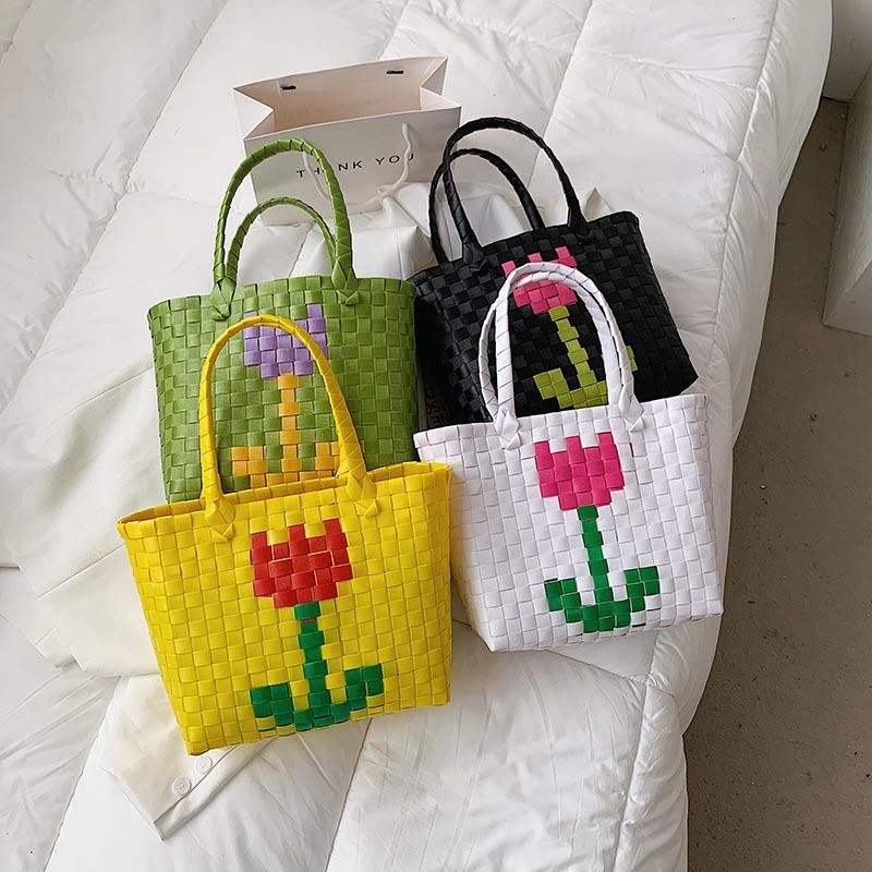 Fashion Woven Flower Portable Bag