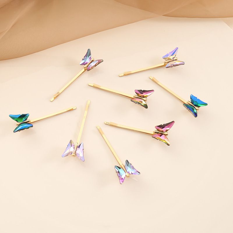 Fashion Multicolor Glass Butterfly Hairpin