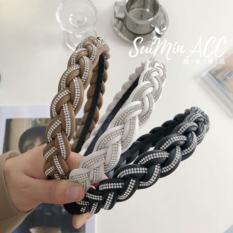 Korean Woven Rhinestone Wide-sided Headband