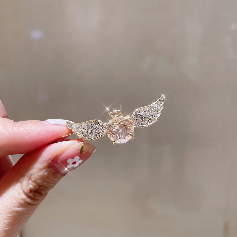 Korean Angel Wings Pink Crystal Hairpin
