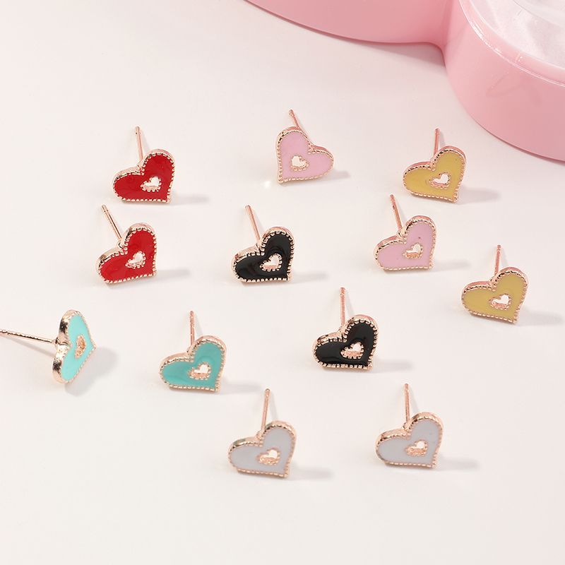 Fashion Cute Candy Color Alloy Dripping Love Earrings Set
