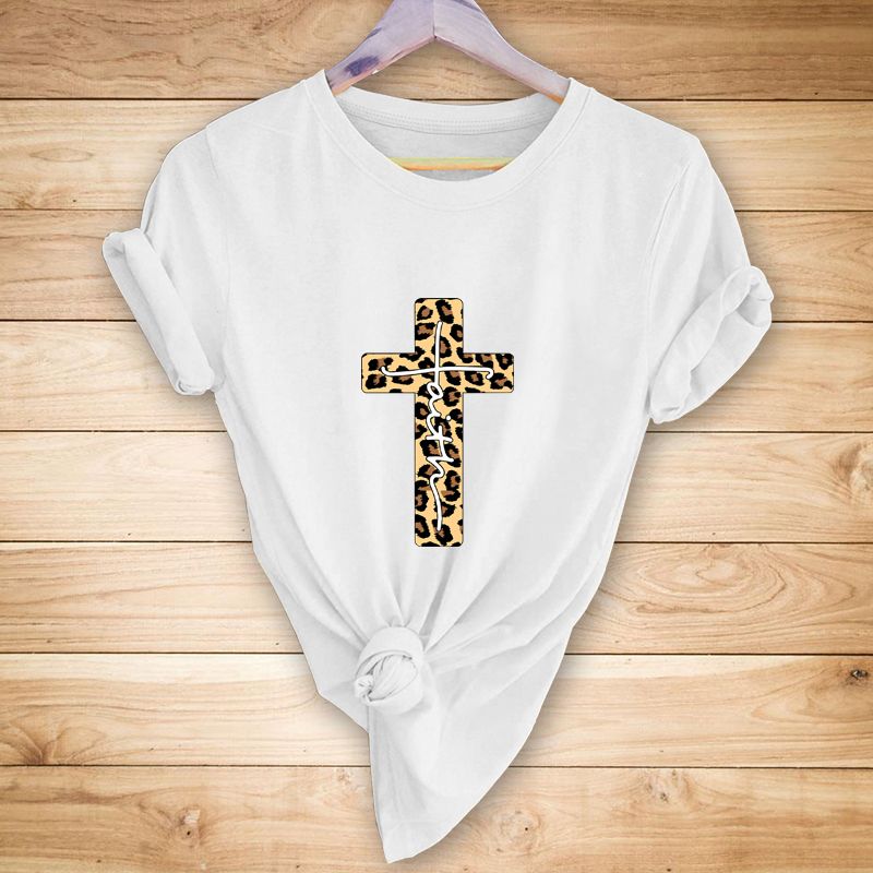 Fashion Leopard Cross Print Casual T-shirt