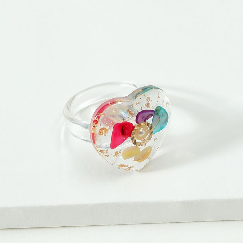 Fashion Transparent Resin Heart-shape Ring Wholesale