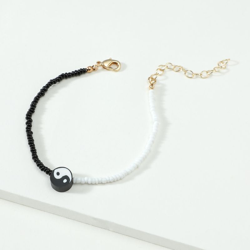 Bracelet À La Mode En Perles Noires Et Blanches