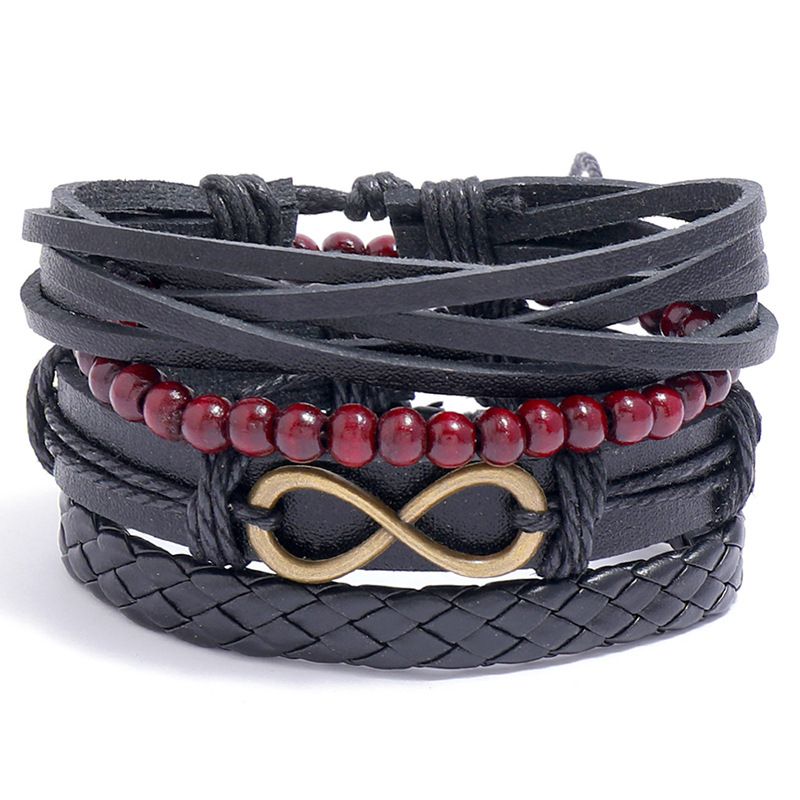 Retro Woven Leather Bracelet Set