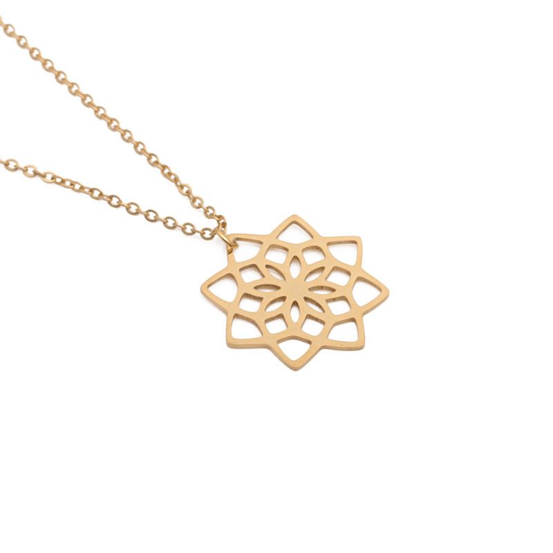 Fashion Hollow Lotus Pendant Necklace
