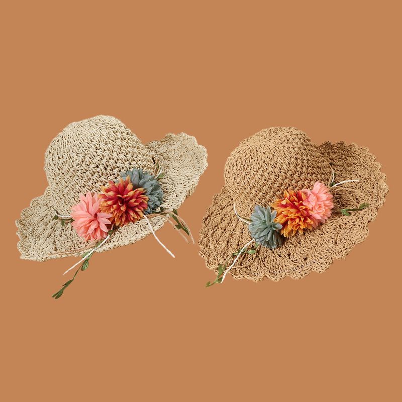 Korean Flower Sunscreen Wide-brimmed Lace Straw Hat