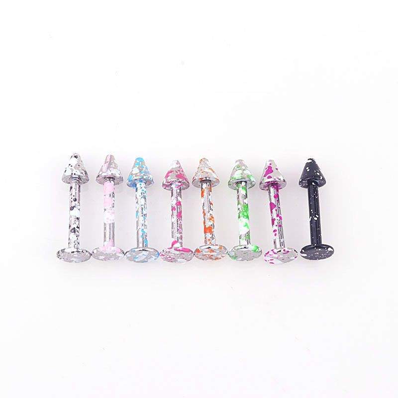 8-color Lacquered Stainless Steel Pointed Cone Lip Stud