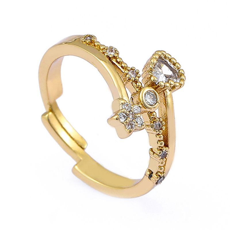 Round Flower Heart-shaped Ring Wholesale