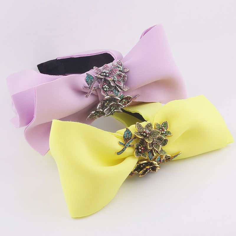 Fashion Bowknot Diamond Flower Sponge Fabric Headband