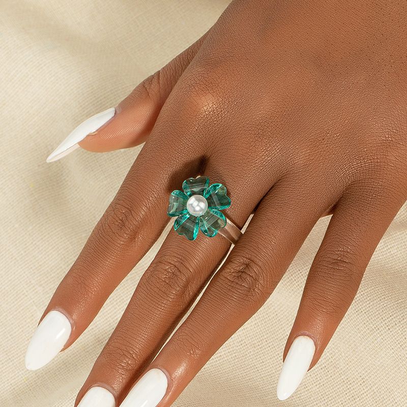 Großhandel Mode Harz Blume Perle Ring