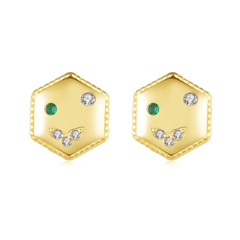 Fashion Hexagonal Diamond Silver Earrings