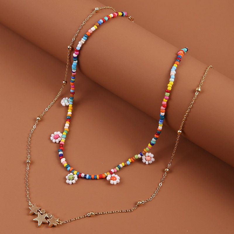 Bohemian Flower Multi-layer Resin Necklace