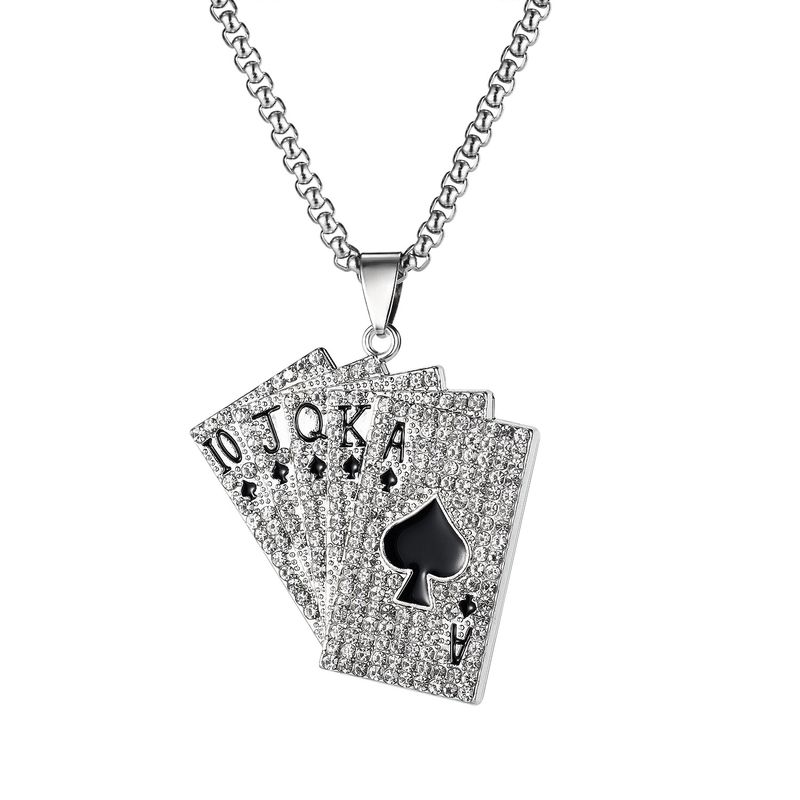 New Classic Flush Playing Cards Wild Titanium Steel Necklace
